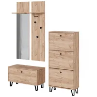 Vicco Vicco, Garderobe + Kleiderhaken, Siri, Goldkraft Eiche, Set