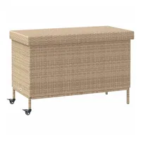 VidaXL Gartentruhe mit Rollen Beige 110x55x73 cm Poly Rattan