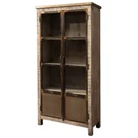 MASSIVMOEBEL24.DE Vitrine Mango 90x40x180 braun lackiert HEAVY INDUSTRY #241