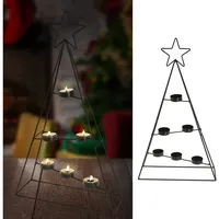 Cepewa Teelichthalter Tannenbaum Stern für 6 Teelichter | 29x52x10cm