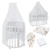 Waldin Babybett OWAL Kinderbett mit Matratze, mitwachsendes Kinder-Bett,Stoffe Weiß,