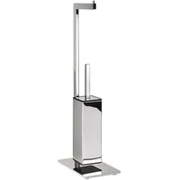 Brillantbad META WC-Bürstengarnitur mit Papierrollenhalter Messing Chrom 255x150x710 mm