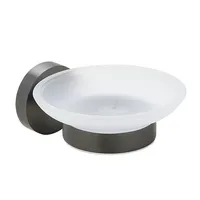 Brillantbad BAPHIT Seifenablage mit Glasschale Messing Milchglas Metallic Grau