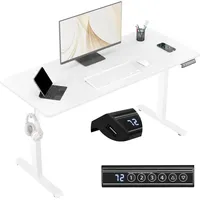 Woltu Höhenverstellbarer Schreibtisch, Computertisch mit USB-Ladeanschluss, Weiß 140x60 cm