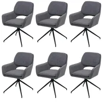 Mendler 6er-Set Esszimmerstuhl HWC-N74, Küchenstuhl, drehbar Auto-Return, Stoff Bouclé