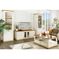 1a Direktimport TV-Kommode, Lowboard MEXICO weiss / honig, Pinie,