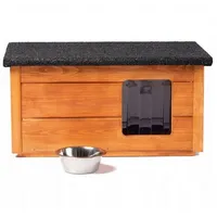 QLS Hunde- Katzenhaus mit Vorhang Isoliert Winterfest Outdoor aus