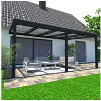 Schweng Terrassenüberdachung S400, 16mm Polycarbonat Anthrazit, 4,06m x 3,05m