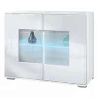 Vladon Kommode, Weiß Hochglanz, Holzwerkstoff, 92.5x75.5x35 cm, Wohnzimmer, Kommoden