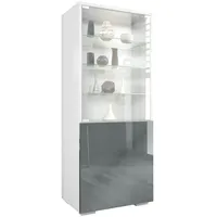 Vladon Vitrine, Grau, Holzwerkstoff, 50x122.5x34.5 cm) Wohnzimmer, Wohnwände, Vitrinenschränke