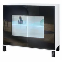 Vladon Kommode, Schwarz Hochglanz, Holzwerkstoff, 92.5x84.5x35 cm, Wohnzimmer, Kommoden