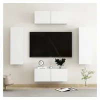 VidaXL 4-tlg. TV-Schrank-Set Weiß Holzwerkstoff