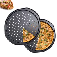 Azkeegrey 2 Stück Pizzablech Rund 33cm, Pizza Backblech Gelocht