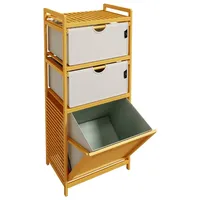 ADEL DREAM Wäschekorb Bambus Wäschekörbe 3 Fächer Wäschesammler für