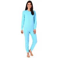 NORMANN CARE Damen Pflegeoverall Langarm Einteiler Schlafanzug mit Reißverschluss