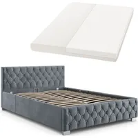 Juskys Nizza 180 x 200 cm mit Matratze grau
