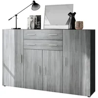 Vladon Highboard, Anthrazit, Holzwerkstoff, 166.5x106.5x35 cm, Wohnzimmer, Kommoden &