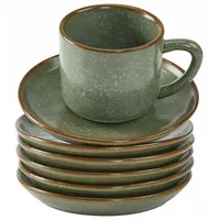 Loberon Tasse mit Untertasse 6er Set Biarré, Mediterraner Charakter,
