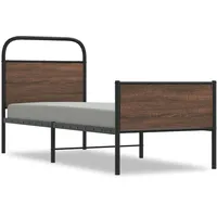 VidaXL Bettgestell ohne Matratze 75x190 cm Braun Eichen-Optik