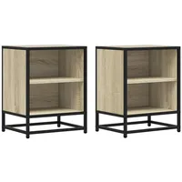 VidaXL Nachttische 2 Stk. Sonoma-Eiche 40x31x50cm Holzwerkstoff Metall