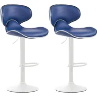 CLP 2er Set Barhocker Las Vegas Kunstleder blau/weiß