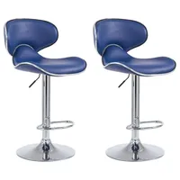 CLP 2er Set Barhocker Las Vegas Kunstleder blau/chrom