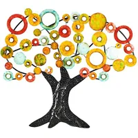 Gilde Wandrelief "Lebensbaum" in Schwarz/ Blau/ Gelb/ Orange -