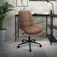 ML-Design Bürostuhl Braun, Kunstleder Sitzfläche, Metallgestell, Polsterstuhl mit Rückenlehne,