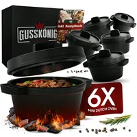 Gusskönig Dutch Oven Set Mini 6x 300 ml Gusseisen
