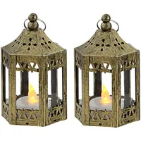 ETC Shop Tischleuchte Lampe Laterne Dekorleuchte Beistelllampe Wohnzimmer, altgoldfarben