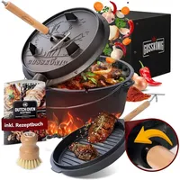 Gusskönig Dutch Oven Set 7 l Gusseisen schwarz
