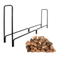BC-ELEC Holzspeicher aus schwarzem Stahl 240X36X120CM, Brennholzregal, Blocklager