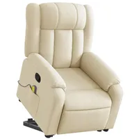VidaXL Massagesessel mit Aufstehhilfe Creme Stoff
