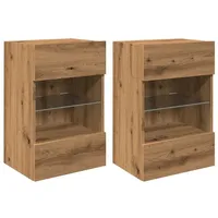 VidaXL TV-Wandschränke mit LED-Leuchten 2 STK. Artisan-Eiche, TV-Hängeschrank, TV-Konsole,
