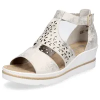 Rieker Keilsandalette Metallic-Optik beige
