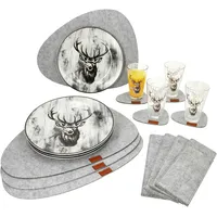 Mambocat 20tlg Tisch-Set Alois Hirsch Gläser Teller Platzset Untersetzer