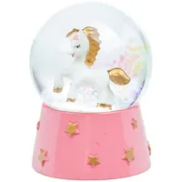 SIKORA SK44 Kleine Glas Deko Schneekugel Einhorn Weiss Gold