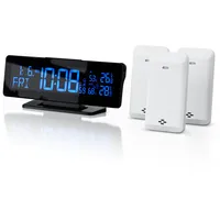 Bearware Wetterstation, Funk, 3 Außensensoren, Farbdisplay, Netzteil, Hygrometer, Wecker
