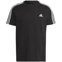 Adidas Essentials 3-Streifen Single Jersey Kurzarm-T-Shirt Black / White