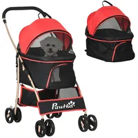 PawHut Hundewagen, 2 in 1 Hundetrolley, faltbarer Hundebuggy mit