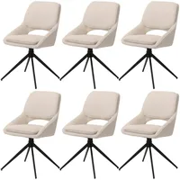 Mendler 6er-Set Esszimmerstuhl HWC-N73, Küchenstuhl, drehbar Auto-Return, Stoff/Textil Boucle