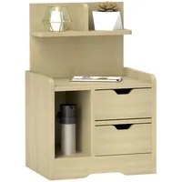 Homcom Nachttisch, Beistelltisch mit 2 Schubladen, offenes Fach, Nachtschrank,