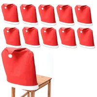MARELIDA 10x Stuhlbezug Weihnachtsmütze Stuhlhusse Stuhlüberzug Weihnachten