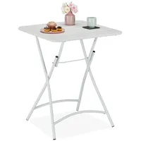Relaxdays Gartentisch weiß quadratisch 59,0 x 59,0 x 74,0