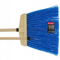Kadax Besen Gartenbesen mit Stiel aus Holz, Straßenbesen Blau,