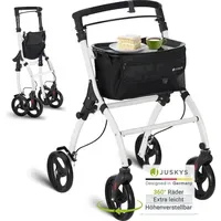 Juskys Aluminium Wohnungsrollator Aktiv schmal faltbar mit Tasche und