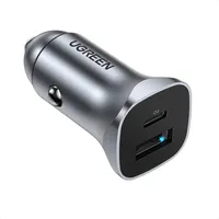 UGREEN USB-C PD+USB-A QC 24W Fast Car Charger Gray