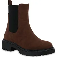VAN HILL Schlupfstiefeletten in Braun Velours