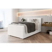 99rooms Phönix Mini Boxspringbett 120x200 cm, Webstoff MALMO_NEW Weiß,