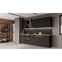 Küchen-Preisbombe SIENA BASIC Küchenzeile 280 cm Schwarz